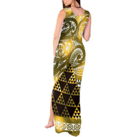 Matariki New Zealand Tank Maxi Dress NZ Niho Taniwha Maori New Year Yellow Galaxy