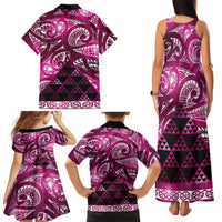 Matariki New Zealand Family Matching Tank Maxi Dress and Hawaiian Shirt NZ Niho Taniwha Maori New Year Pink Galaxy LT14 - Polynesian Pride