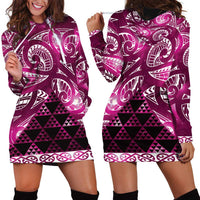 Matariki New Zealand Hoodie Dress NZ Niho Taniwha Maori New Year Pink Galaxy LT14 - Polynesian Pride