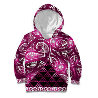 Matariki New Zealand Kid Hoodie NZ Niho Taniwha Maori New Year Pink Galaxy