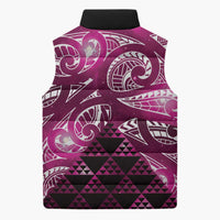 Matariki New Zealand Sleeveless Puffer Jacket NZ Niho Taniwha Maori New Year Pink Galaxy