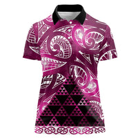 Matariki New Zealand Women Polo Shirt NZ Niho Taniwha Maori New Year Pink Galaxy LT14 Female Pink - Polynesian Pride