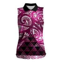 Matariki New Zealand Women Sleeveless Polo Shirt NZ Niho Taniwha Maori New Year Pink Galaxy LT14 Female Pink - Polynesian Pride