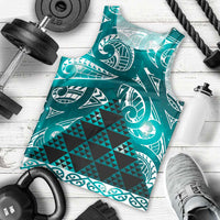 Matariki New Zealand Men Tank Top NZ Niho Taniwha Maori New Year Cyan Galaxy