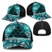Matariki New Zealand Mesh Trucker Cap NZ Niho Taniwha Maori New Year Cyan Galaxy