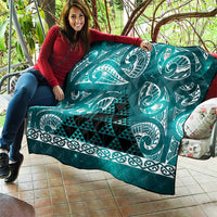 Matariki New Zealand Quilt NZ Niho Taniwha Maori New Year Cyan Galaxy