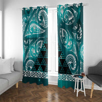 Matariki New Zealand Window Curtain NZ Niho Taniwha Maori New Year Cyan Galaxy
