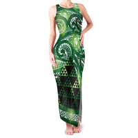 Matariki New Zealand Family Matching Tank Maxi Dress and Hawaiian Shirt NZ Niho Taniwha Maori New Year Green Galaxy LT14 Mom's Dress Green - Polynesian Pride