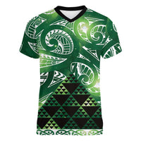 Matariki New Zealand Women V-Neck T-Shirt NZ Niho Taniwha Maori New Year Green Galaxy LT14 Female Green - Polynesian Pride