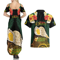 Vanuatu Triton's Trumpet Couples Matching Summer Maxi Dress and Hawaiian Shirt Tropical Flowers Vanuatuan Map LT14 - Polynesian Pride