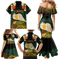 Vanuatu Triton's Trumpet Family Matching Mermaid Dress and Hawaiian Shirt Tropical Flowers Vanuatuan Map LT14 - Polynesian Pride