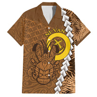 Vanuatu Coconut Crab Family Matching Long Sleeve Bodycon Dress and Hawaiian Shirt Ni-Van Tropical Leaves With Sand Drawing Art LT14 Dad's Shirt - Short Sleeve Brown - Polynesian Pride