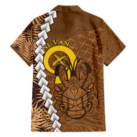 Vanuatu Coconut Crab Family Matching Long Sleeve Bodycon Dress and Hawaiian Shirt Ni-Van Tropical Leaves With Sand Drawing Art LT14 - Polynesian Pride