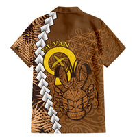 Vanuatu Coconut Crab Family Matching Mermaid Dress and Hawaiian Shirt Ni-Van Tropical Leaves With Sand Drawing Art LT14 - Polynesian Pride