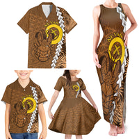 Vanuatu Coconut Crab Family Matching Tank Maxi Dress and Hawaiian Shirt Ni-Van Tropical Leaves With Sand Drawing Art