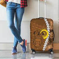 Vanuatu Coconut Crab Luggage Cover Ni-Van Tropical Leaves With Sand Drawing Art
