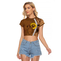 Vanuatu Coconut Crab Raglan Cropped T Shirt Ni-Van Tropical Leaves With Sand Drawing Art