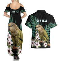 Personalised New Zealand Kakapo Couples Matching Summer Maxi Dress and Hawaiian Shirt Aotearoa Fern With Manuka LT14 - Polynesian Pride