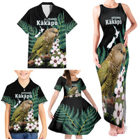 Personalised New Zealand Kakapo Family Matching Tank Maxi Dress and Hawaiian Shirt Aotearoa Fern With Manuka