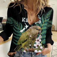 Personalised New Zealand Kakapo Women Casual Shirt Aotearoa Fern With Manuka