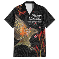 Personalised New Zealand Kea Hawaiian Shirt Nestor Notabilis With Harakeke Maori Pattern LT14 Black - Polynesian Pride