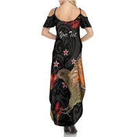 Personalised New Zealand Kea Summer Maxi Dress Nestor Notabilis With Harakeke Maori Pattern LT14 - Polynesian Pride