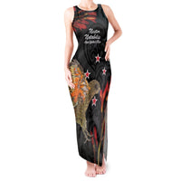 Personalised New Zealand Kea Tank Maxi Dress Nestor Notabilis With Harakeke Maori Pattern LT14 Women Black - Polynesian Pride