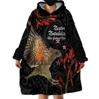 Personalised New Zealand Kea Wearable Blanket Hoodie Nestor Notabilis With Harakeke Maori Pattern