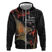 Personalised New Zealand Kea Zip Hoodie Nestor Notabilis With Harakeke Maori Pattern