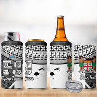 Custom Fiji Tapa Rugby 4 in 1 Can Cooler Tumbler Flying Fijian Black And White Version