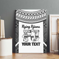 Custom Fiji Tapa Rugby Canvas Wall Art Flying Fijian Black And White Version