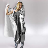 Custom Fiji Tapa Rugby Hooded Blanket Flying Fijian Black And White Version