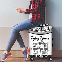 Custom Fiji Tapa Rugby Luggage Cover Flying Fijian Black And White Version
