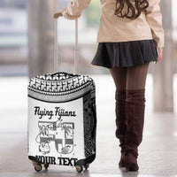 Custom Fiji Tapa Rugby Luggage Cover Flying Fijian Black And White Version