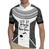 Custom Fiji Tapa Rugby Rugby Jersey Flying Fijian Black And White Version