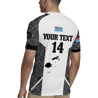 Custom Fiji Tapa Rugby Rugby Jersey Flying Fijian Black And White Version