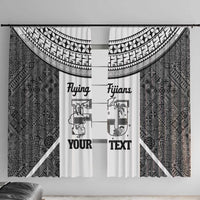 Custom Fiji Tapa Rugby Window Curtain Flying Fijian Black And White Version