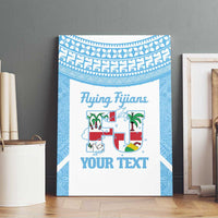 Custom Fiji Tapa Rugby Canvas Wall Art Flying Fijian Blue And White Version