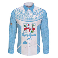 Custom Fiji Tapa Rugby Family Matching Puletasi and Hawaiian Shirt Flying Fijian Blue And White Version
