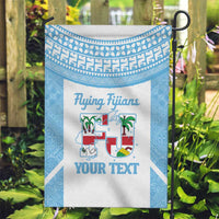 Custom Fiji Tapa Rugby Garden Flag Flying Fijian Blue And White Version