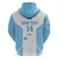 Custom Fiji Tapa Rugby Hoodie Flying Fijian Blue And White Version