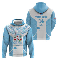 Custom Fiji Tapa Rugby Hoodie Flying Fijian Blue And White Version