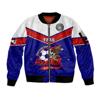 American Samoa Football Sleeve Zip Bomber Jacket Polynesian Sporty Style LT14 Unisex Blue - Polynesian Pride