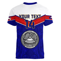 Personalised American Samoa Football Women V Neck T Shirt Polynesian Sporty Style LT14 - Polynesian Pride