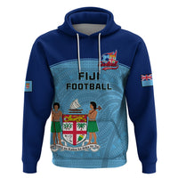 Custom Fiji Football Hoodie Fijian Tapa Pattern Sporty Style LT14 Pullover Hoodie Blue - Polynesian Pride