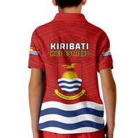 Kiribati Football Kid Polo Shirt Polynesian Pattern Mix Kiribatian Flag LT14 - Polynesian Pride