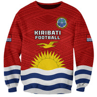 Kiribati Football Sweatshirt Polynesian Pattern Mix Kiribatian Flag LT14 Unisex Red - Polynesian Pride