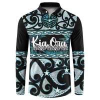 Kia Ora New Zealand Button Sweatshirt Aotearoa Proud Maori Paua Shell Silver Fern - Polynesian Pride