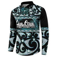 Kia Ora New Zealand Button Sweatshirt Aotearoa Proud Maori Paua Shell Silver Fern - Polynesian Pride