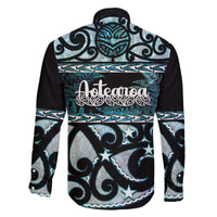 Kia Ora New Zealand Family Matching Off The Shoulder Long Sleeve Dress and Hawaiian Shirt Aotearoa Proud Maori Paua Shell Silver Fern - Polynesian Pride